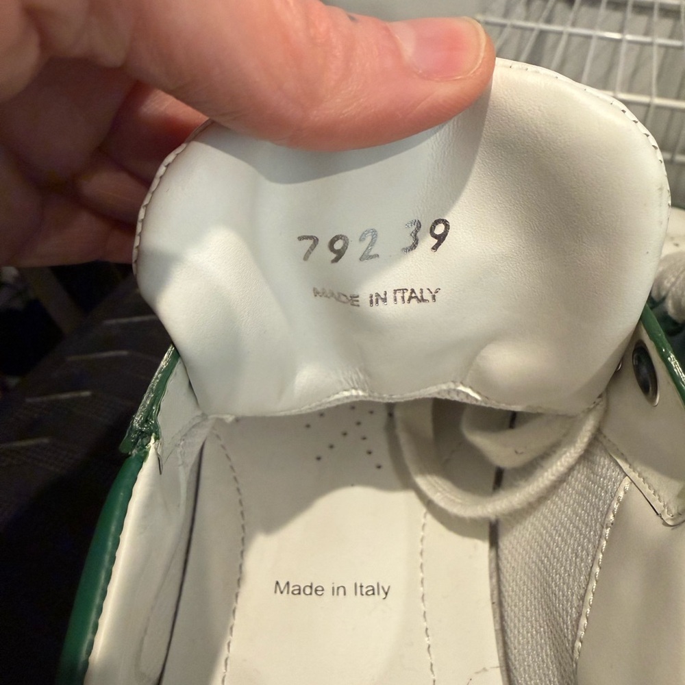 Prada White and Green Leather Sneakers - Picture 3 of 8